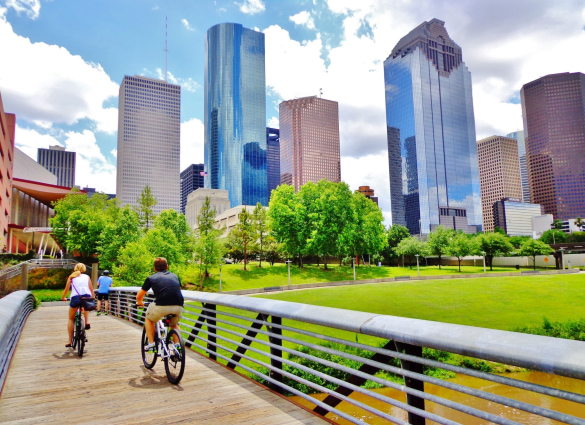 P.U.S.H. bikers riding through downtown